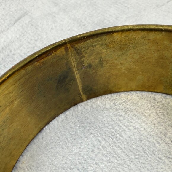 Vintage Brass & Blue Material Woven Design Bangle Bracelet Women Jewelry Classic - Picture 11 of 16
